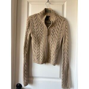 Abercrombie & Fitch Beige Lambswool Knit Full Zip Sweater Size Small